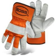 ORANGE LEATHER GLOVE-LARGE